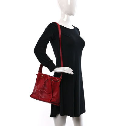 Chanel Lambskin CC Drawstring Bucket Bag Red 2 of 16