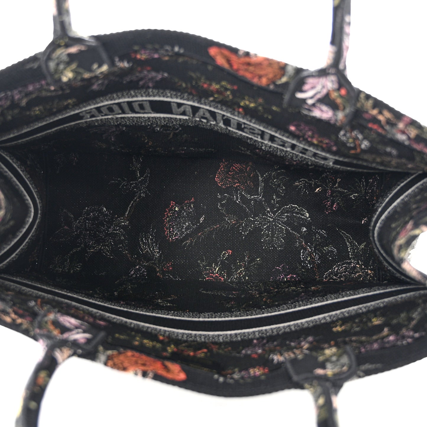 Canvas Embroidered Large Book Tote Black Multicolor