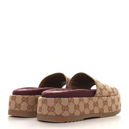 Gucci Canvas GG Monogram Angelina Platform Slide Sandals 37 Beige Ruggine 5 of 9