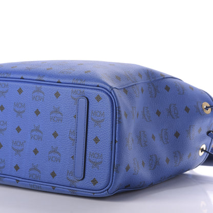 MCM Visetos Medium Project Reversible Shopper Tote Blue Jaguar Gray 8 of 9