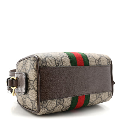 Gucci GG Supreme Monogram Textured Dollar Calfskin Web Super Mini Ophidia Top Handle Bowler Bag Beige Ebony New Acero 4 of 10