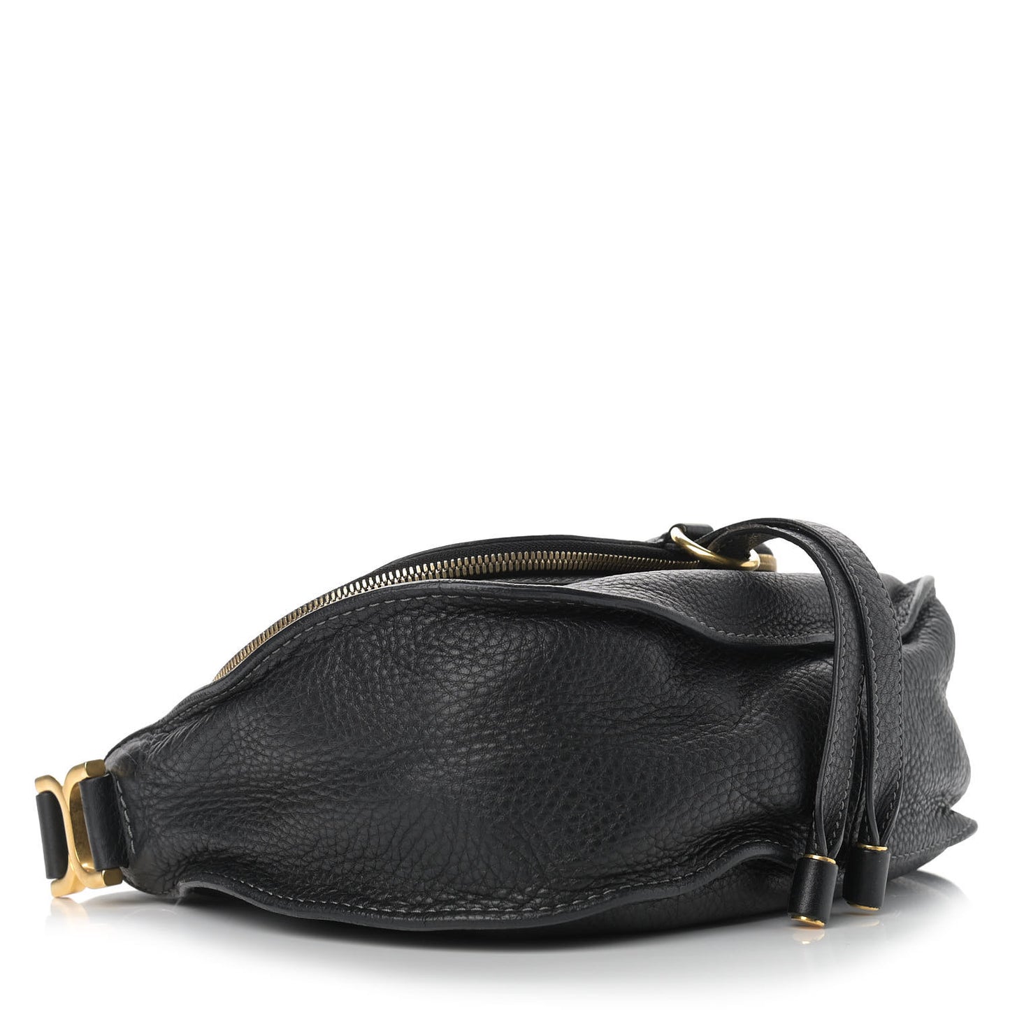 Calfskin Medium Marcie Round Zip Crossbody Bag Black
