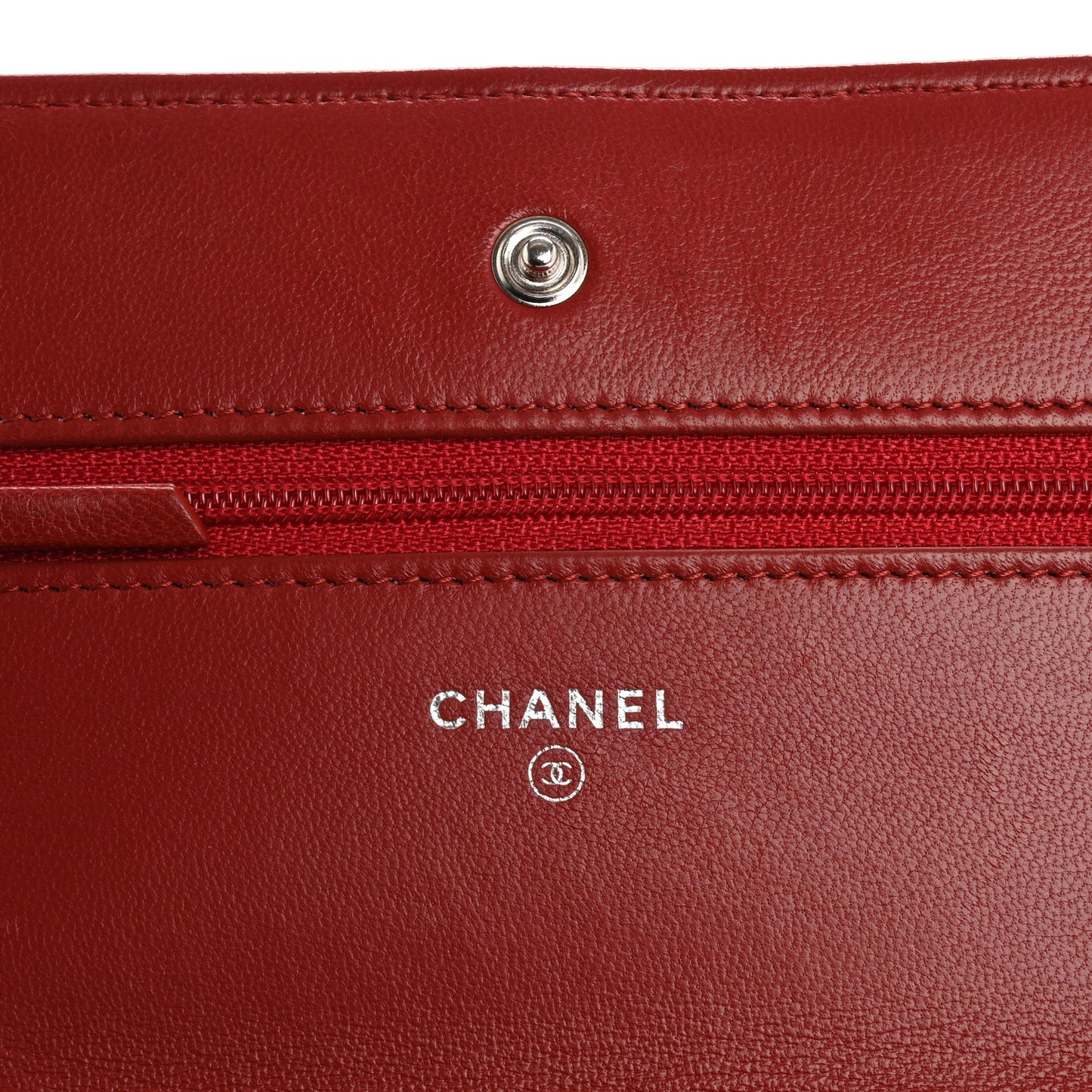 Lambskin Quilted Wallet On Chain WOC Red