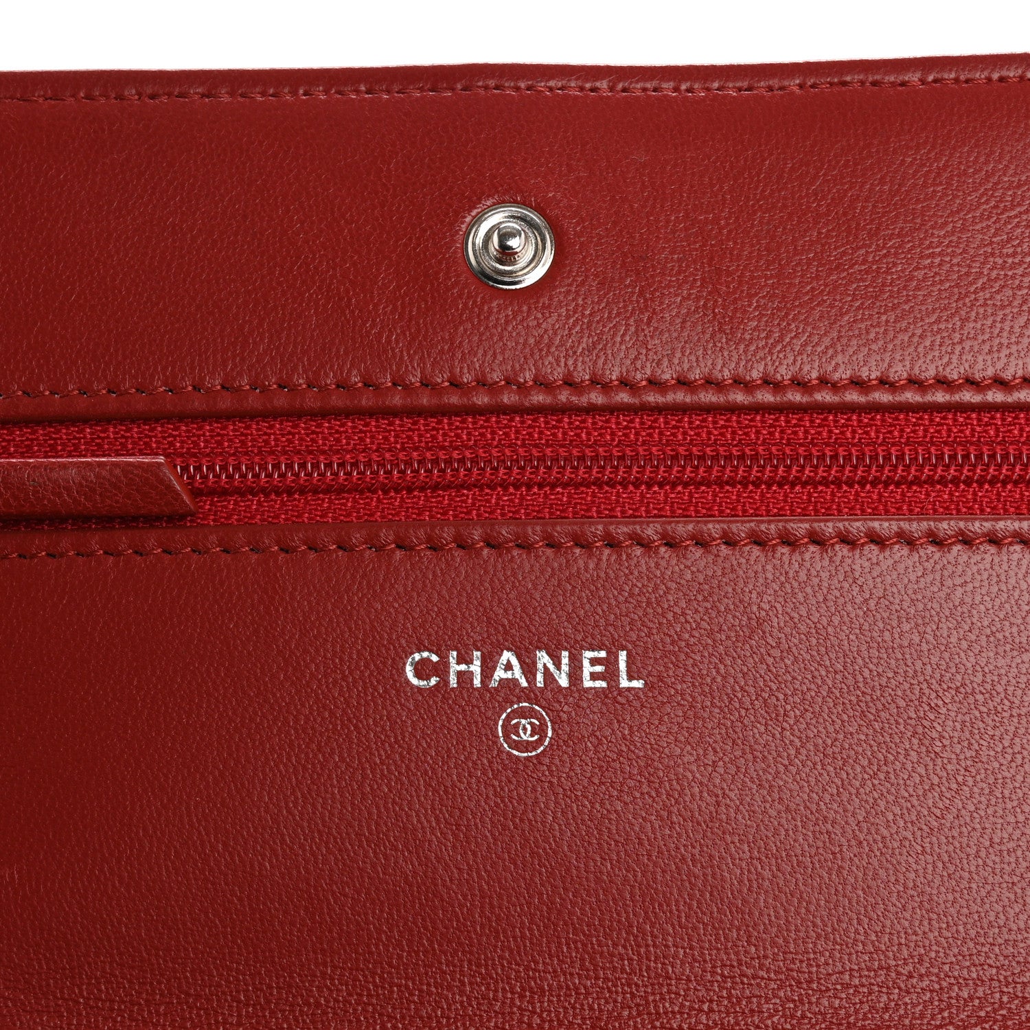 Chanel Lambskin Quilted Wallet On Chain WOC Red 6 of 18
