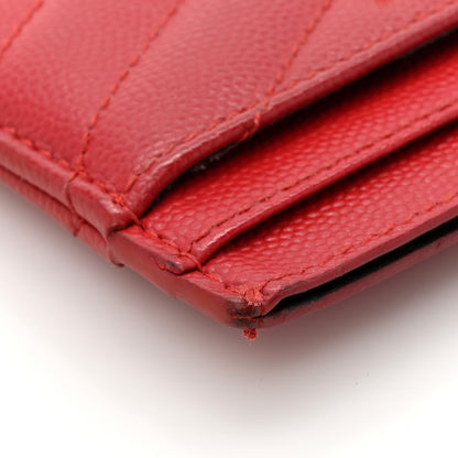 Saint Laurent Grain De Poudre Matelasse Chevron Monogram Credit Card Case Opyum Red 11 of 11