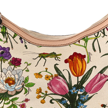 Gucci Canvas Floral Flora Bamboo Ring Hobo White 8 of 10