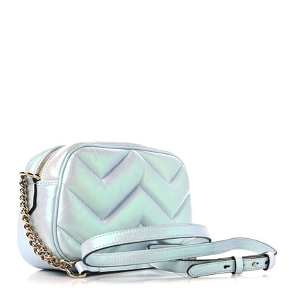 Gucci Iridescent Nappa Chevron Matelasse Small GG Marmont Chain Shoulder Bag Iridescent Snow Light Blue 3 of 10