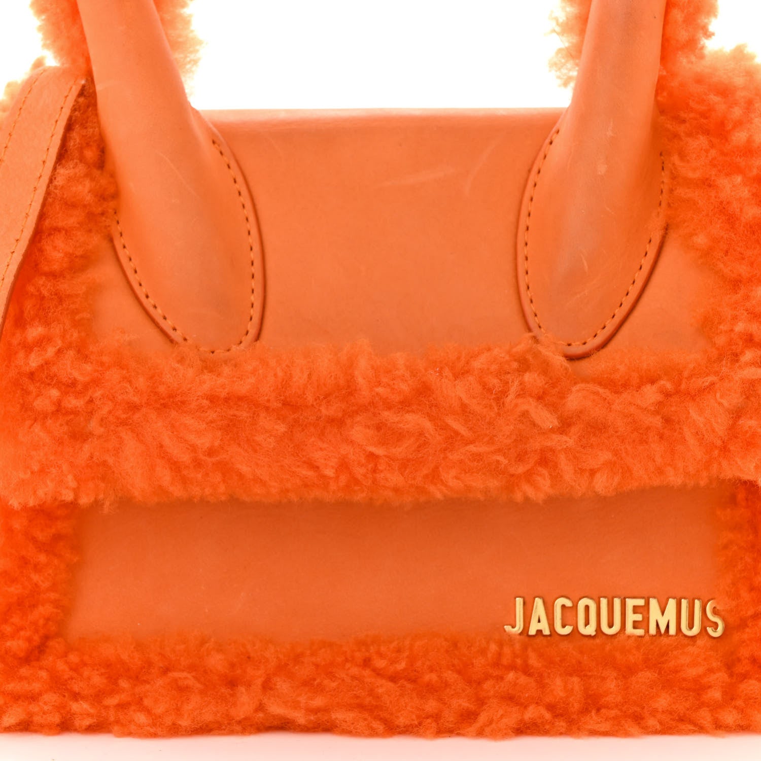 Jacquemus Calfskin Shearling Le Chiquito Moyen Orange 7 of 10