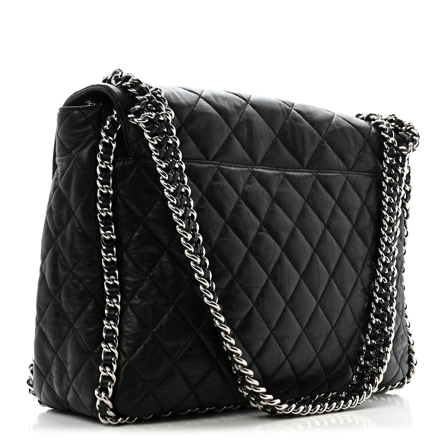 Chanel Washed Lambskin Quilted Maxi Chain Around Flap Black 3 of 12