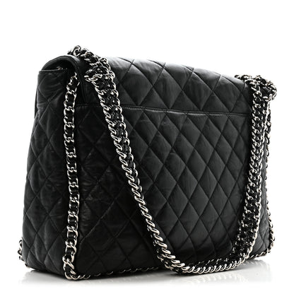 Chanel Washed Lambskin Quilted Maxi Chain Around Flap Black 3 of 12