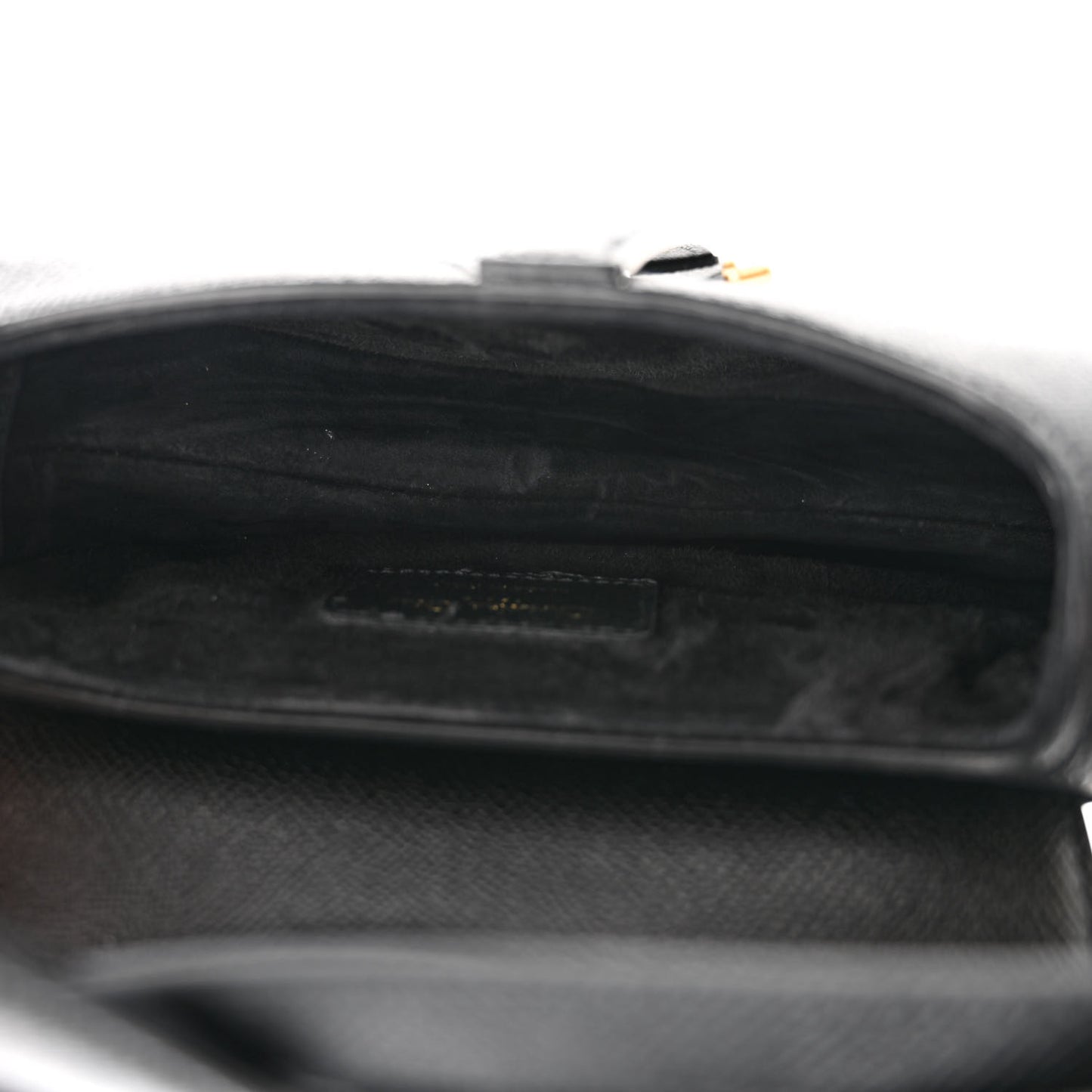 Grained Calfskin Mini Saddle Bag With Strap Black