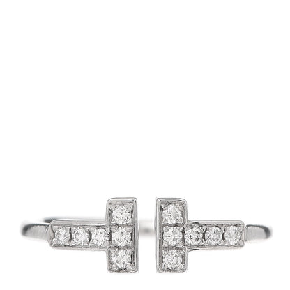 Tiffany 18K White Gold Diamond T Wire Ring 53 6.5 1 of 5