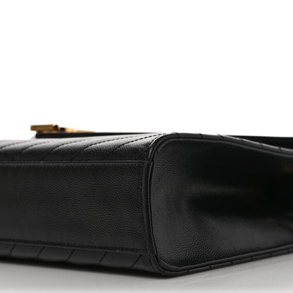 Saint Laurent Grain De Poudre Matelasse Chevron Large Monogram Satchel Black 8 of 10