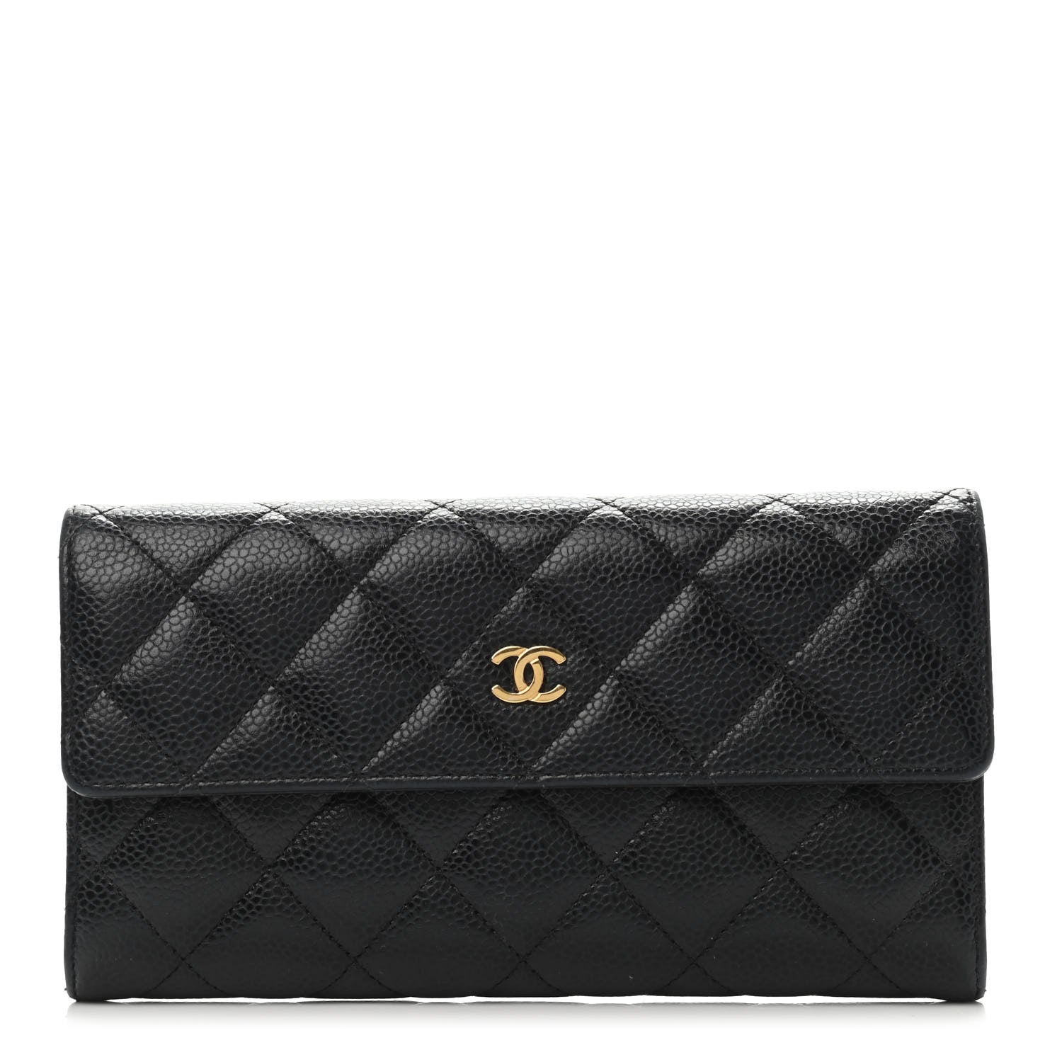 Chanel Caviar Quilted Large Gusset Flap Wallet Black 1 of 4