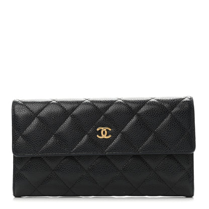 Chanel Caviar Quilted Large Gusset Flap Wallet Black 1 of 4