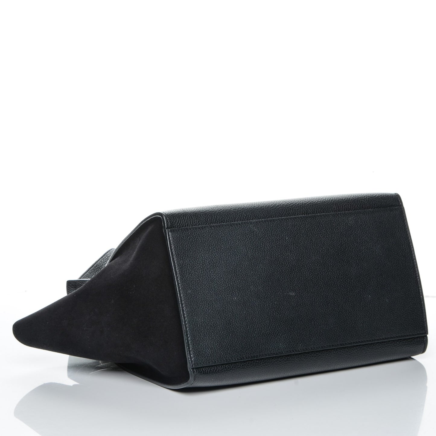 Drummed Calfskin Suede Small Trapeze Black