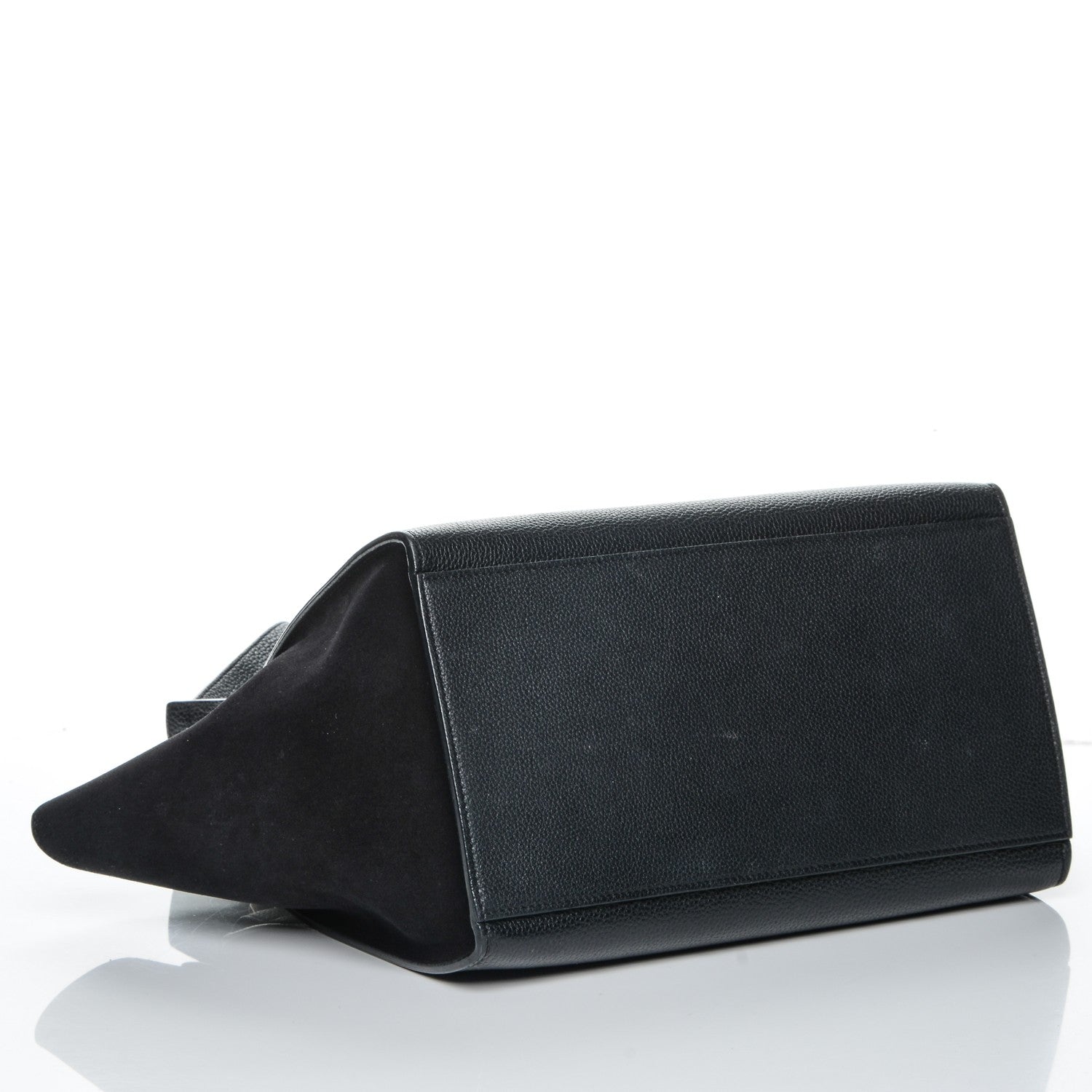 Celine Drummed Calfskin Suede Small Trapeze Black 4 of 7