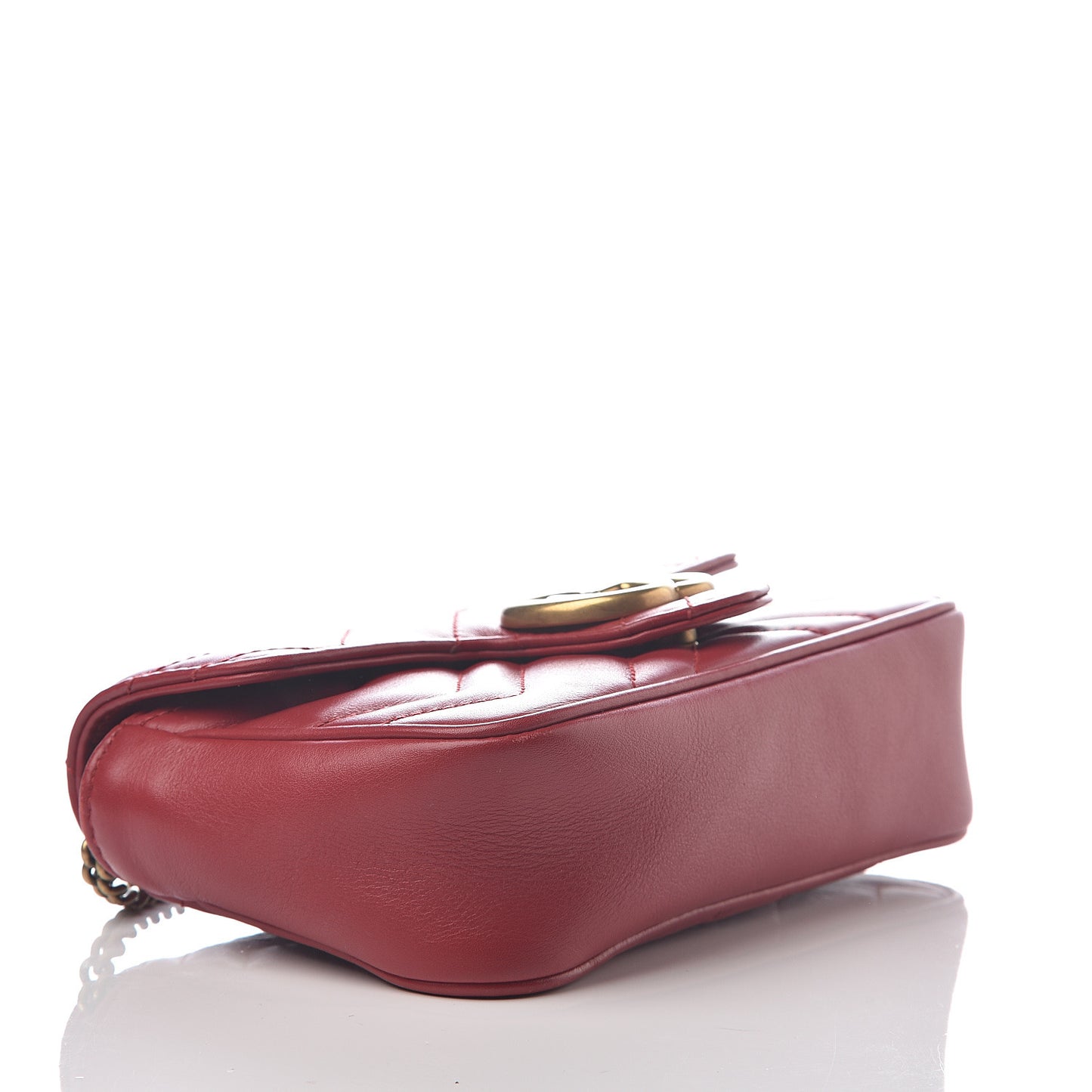 Calfskin Matelasse Super Mini GG Marmont Shoulder Bag Hibiscus Red