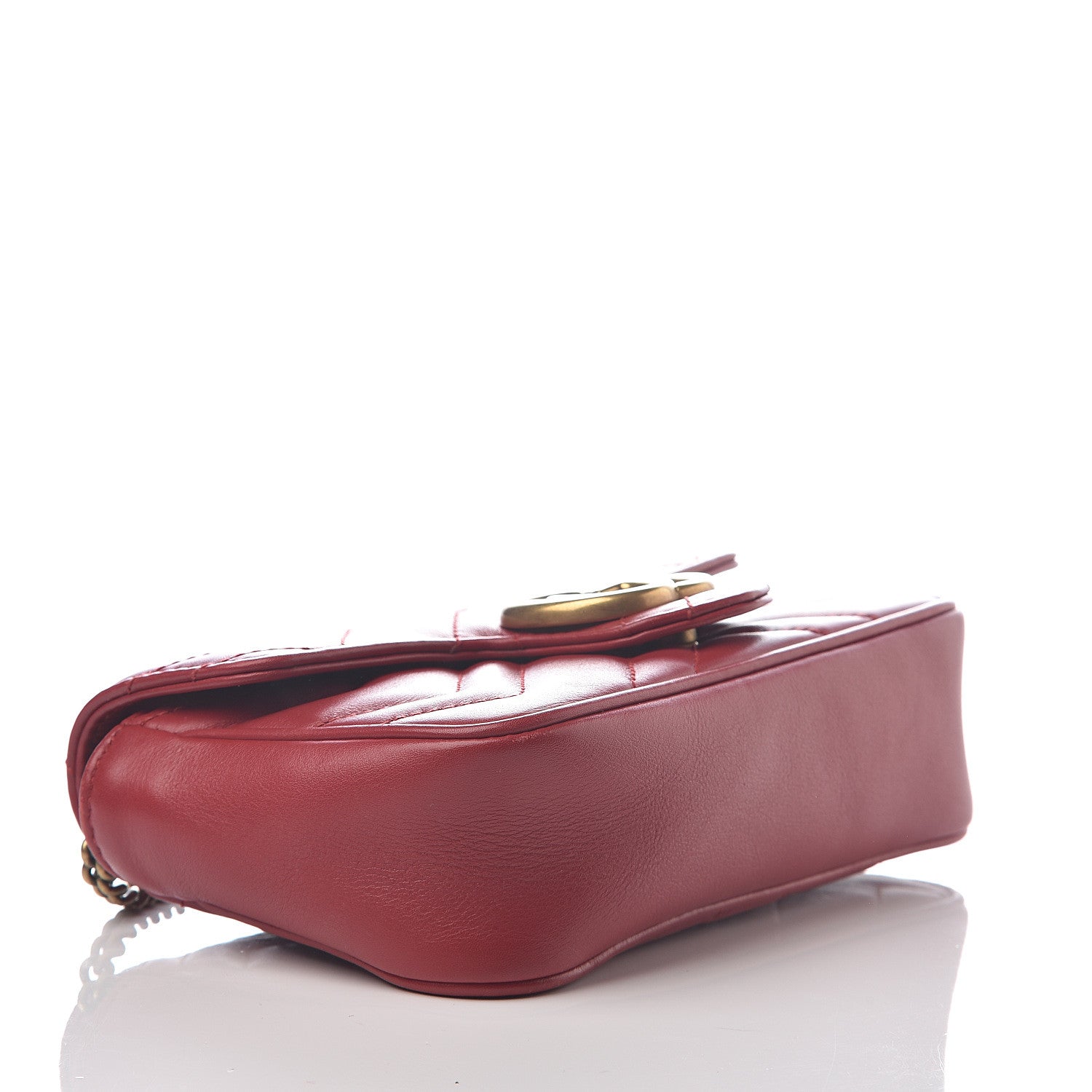 Gucci Calfskin Matelasse Super Mini GG Marmont Shoulder Bag Hibiscus Red 3 of 7