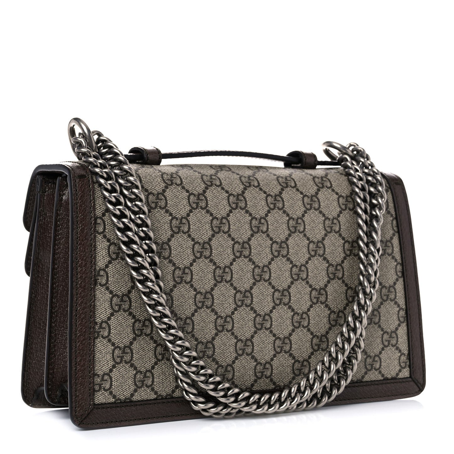 GG Supreme Monogram Textured Dollar Calfskin Top Handle Dionysus Shoulder Bag Beige Ebony New Acero