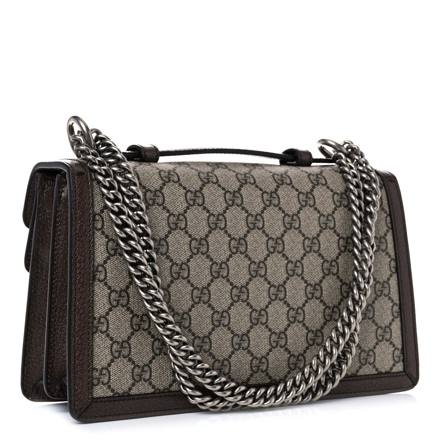Gucci GG Supreme Monogram Textured Dollar Calfskin Top Handle Dionysus Shoulder Bag Beige Ebony New Acero 2 of 11