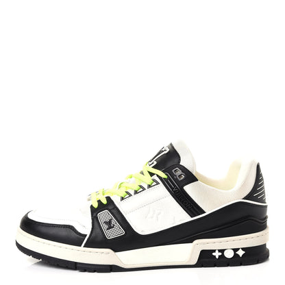Louis Vuitton Calfskin Patent Mens LV Trainer Sneakers 9 White Black 8 1 of 8