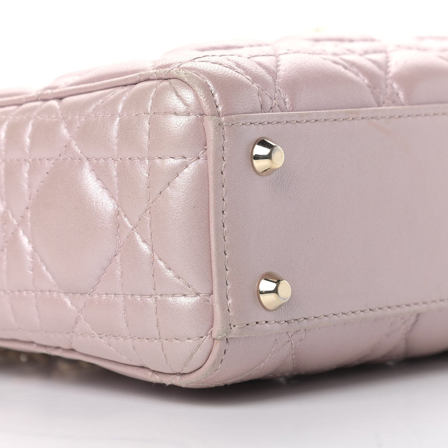 Metallic Lambskin Cannage Mini Lady Dior Lotus