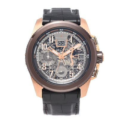 Jaeger-LeCoultre 18K Rose Gold Alligator 46mm Master Compressor Skeleton Chronograph Automatic Watch Brown Q203S540 1 of 3