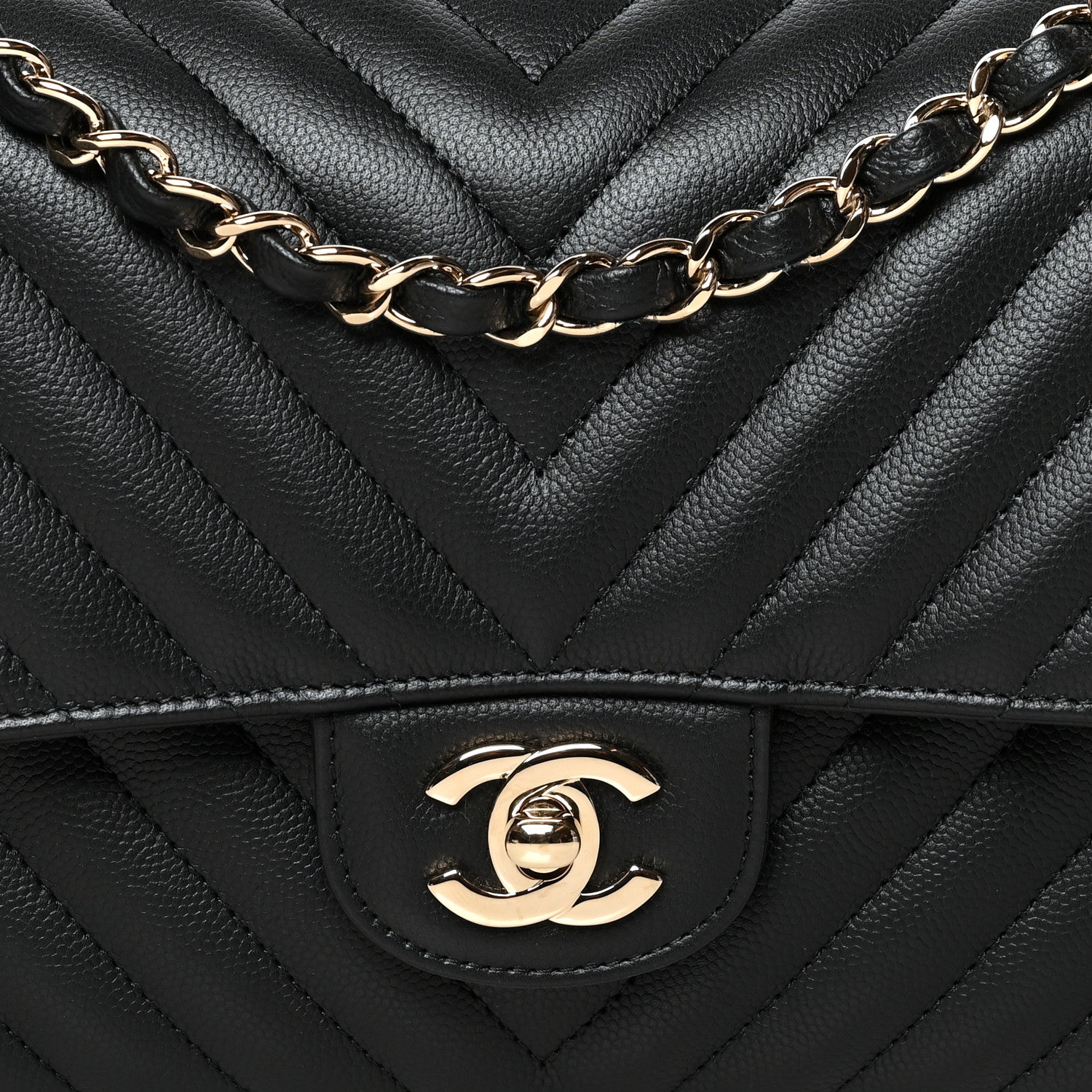Chanel Caviar Chevron Quilted Medium Double Flap Black 8 of 11