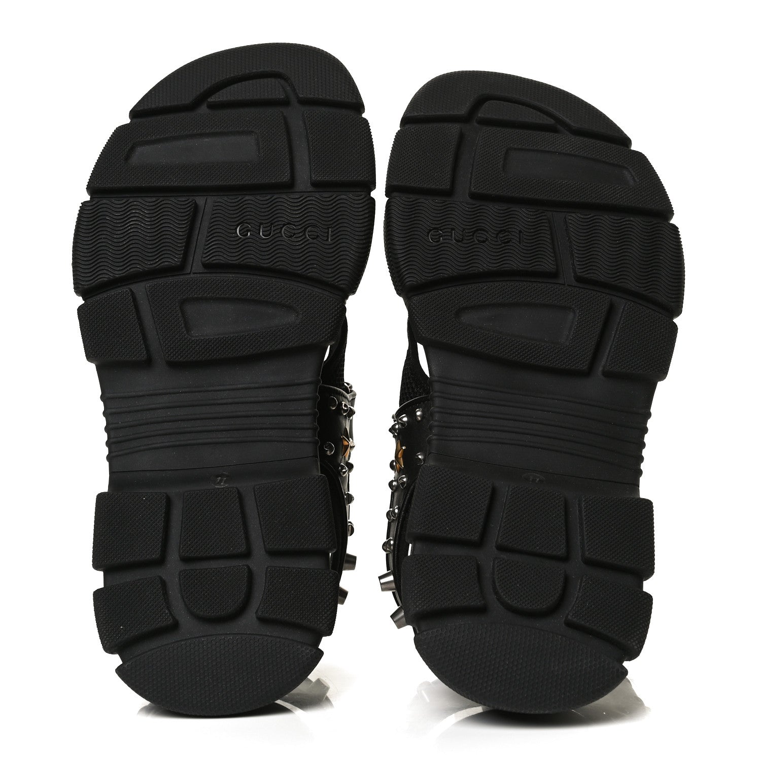 Gucci Nappa Mesh Studded Mens Aguru Sandals 11 Black 7 of 12