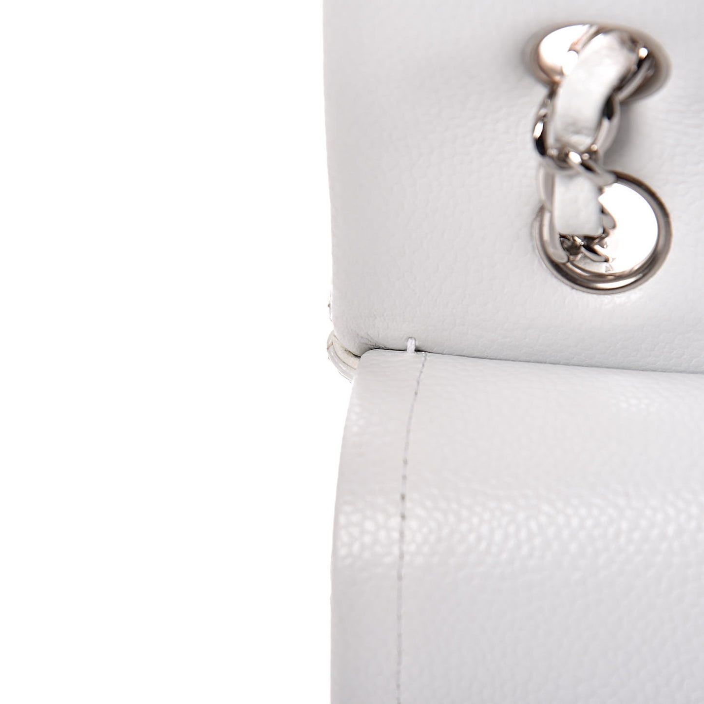 Caviar Quilted Medium Double Flap White