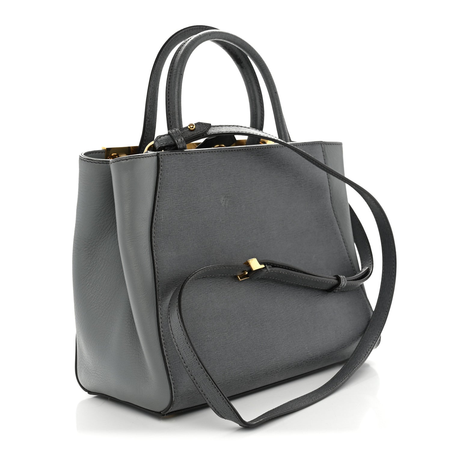 Fendi Vitello Elite Petite 2Jours Tote Grigio Grigio Chiaro 3 of 14