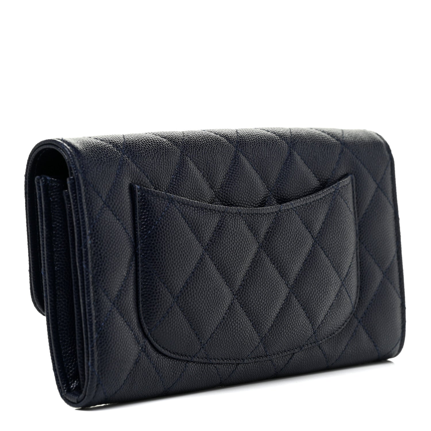 Chanel Caviar Quilted Large Gusset Flap Wallet Navy 3 of 15