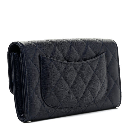 Chanel Caviar Quilted Large Gusset Flap Wallet Navy 3 of 15