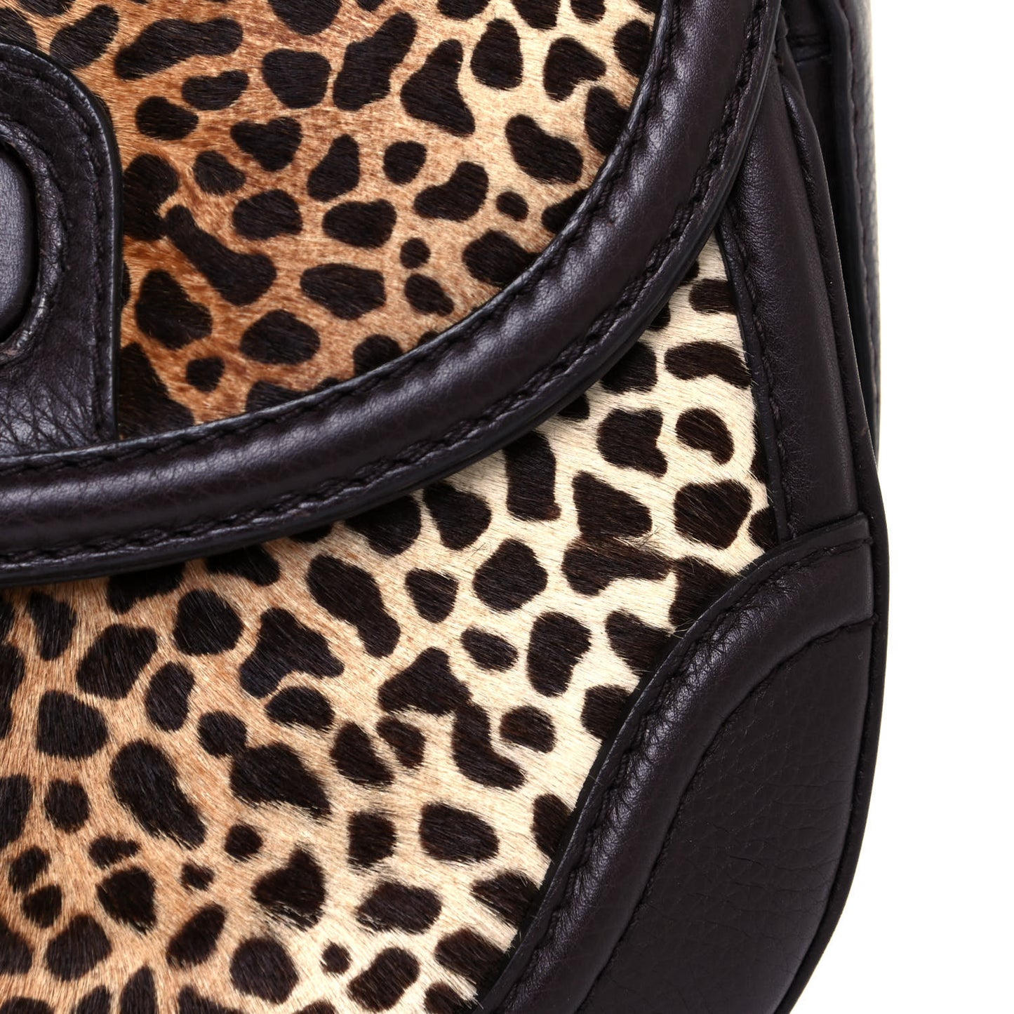 Pony Hair Jaguar Print New Bamboo Medium Top Handle Bag
