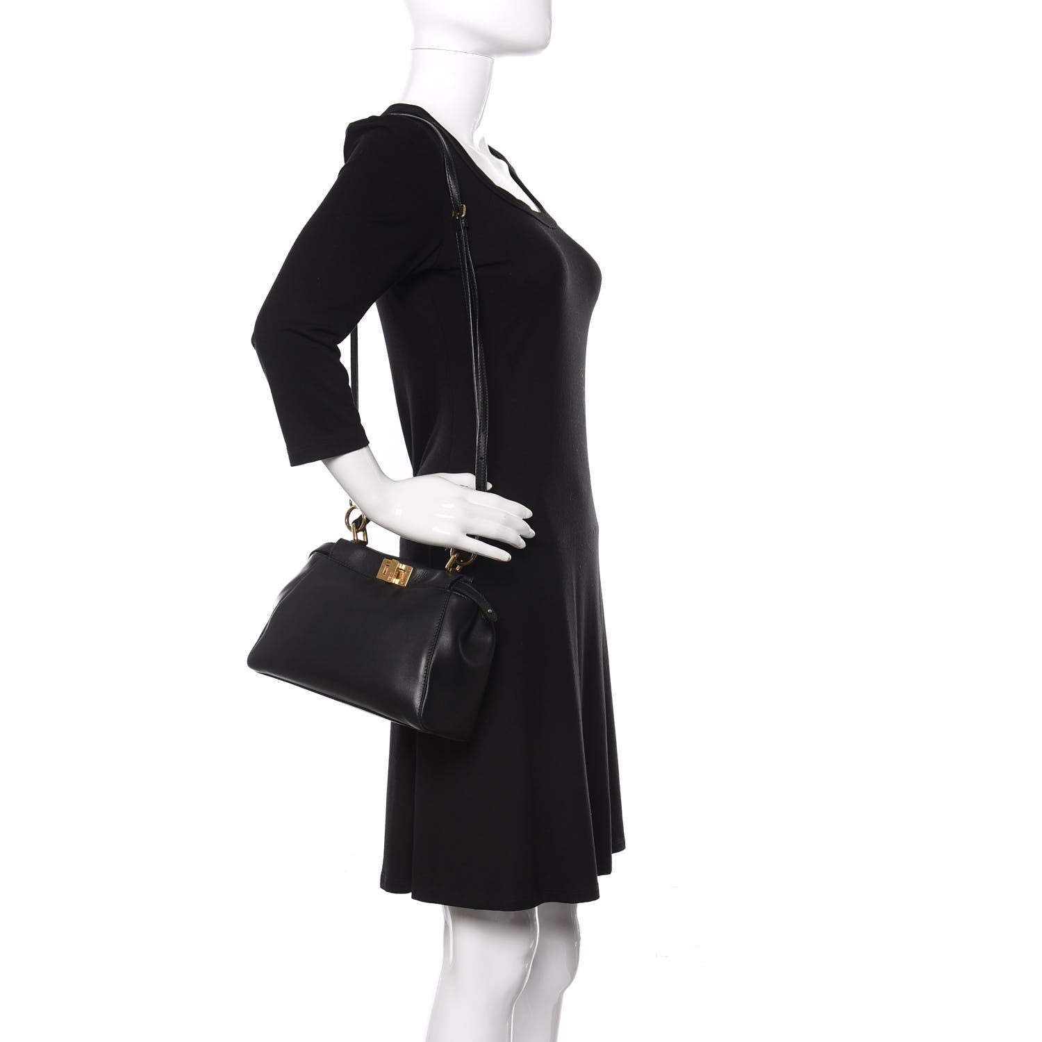 Fendi Nappa Mini Peekaboo Iconic Satchel Black 2 of 9