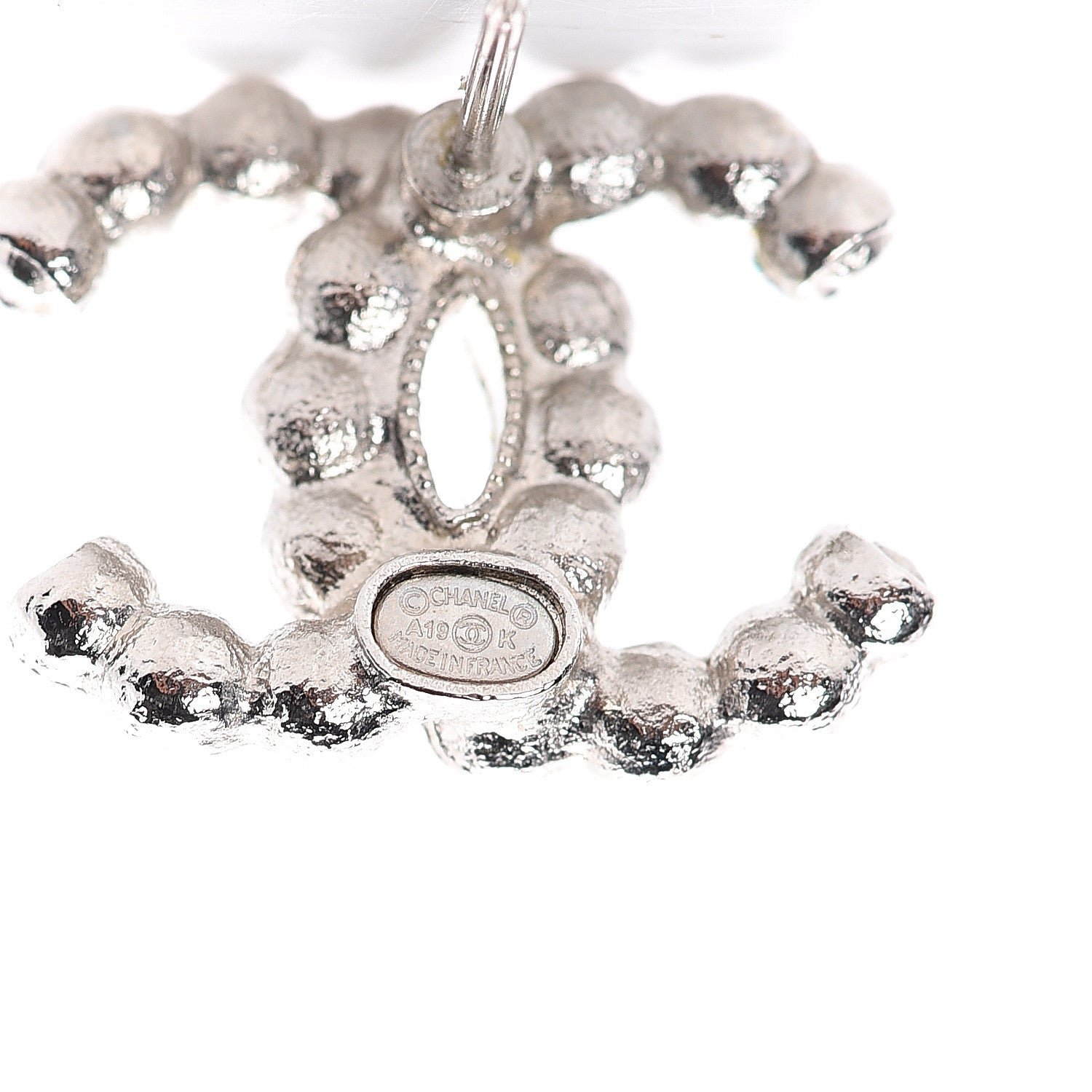 Chanel Pearl Crystal CC Earrings Silver 4 of 4