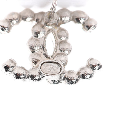 Chanel Pearl Crystal CC Earrings Silver 4 of 4