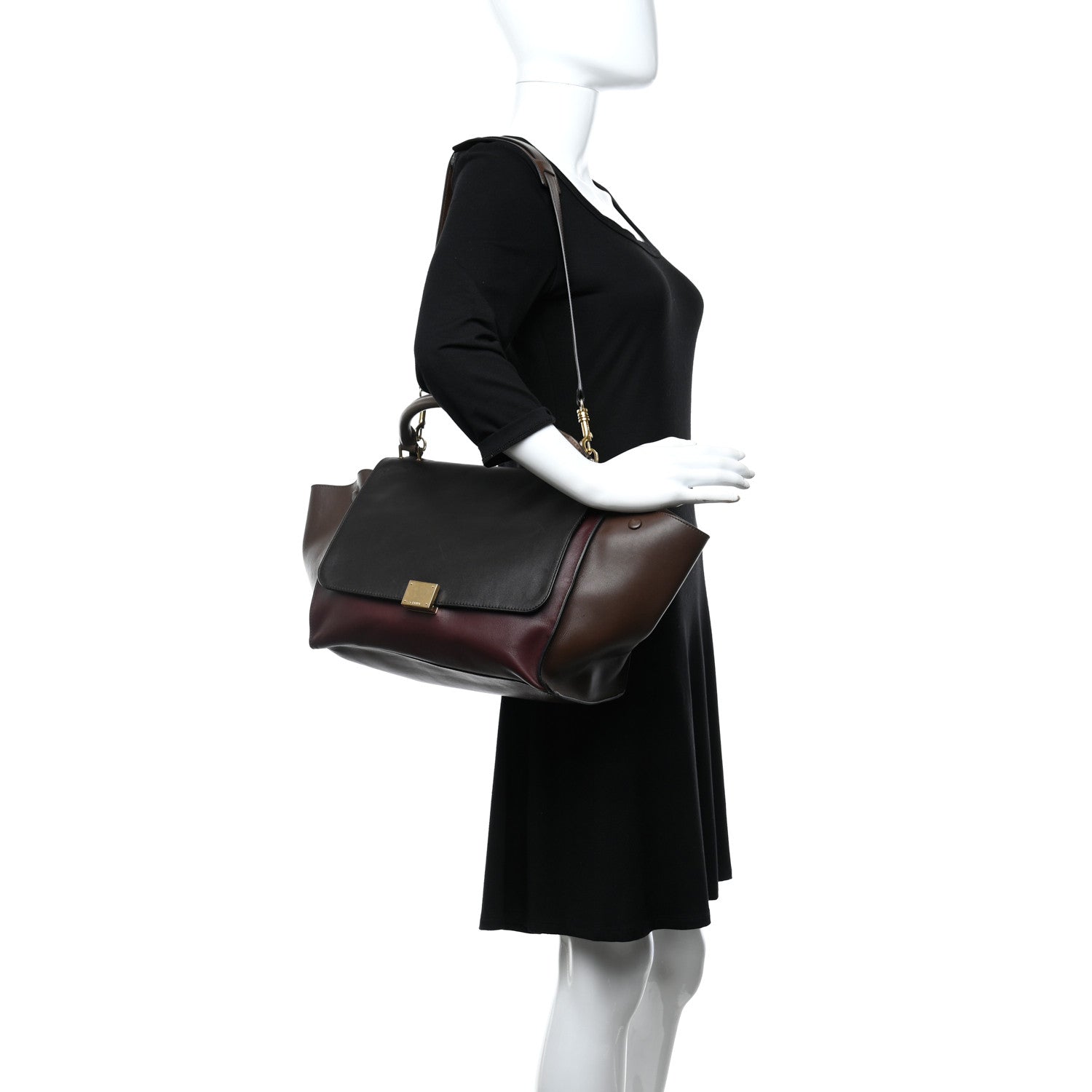 Celine Smooth Calfskin Medium Tri-Color Trapeze Ebony 2 of 10