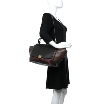 Celine Smooth Calfskin Medium Tri-Color Trapeze Ebony 2 of 10