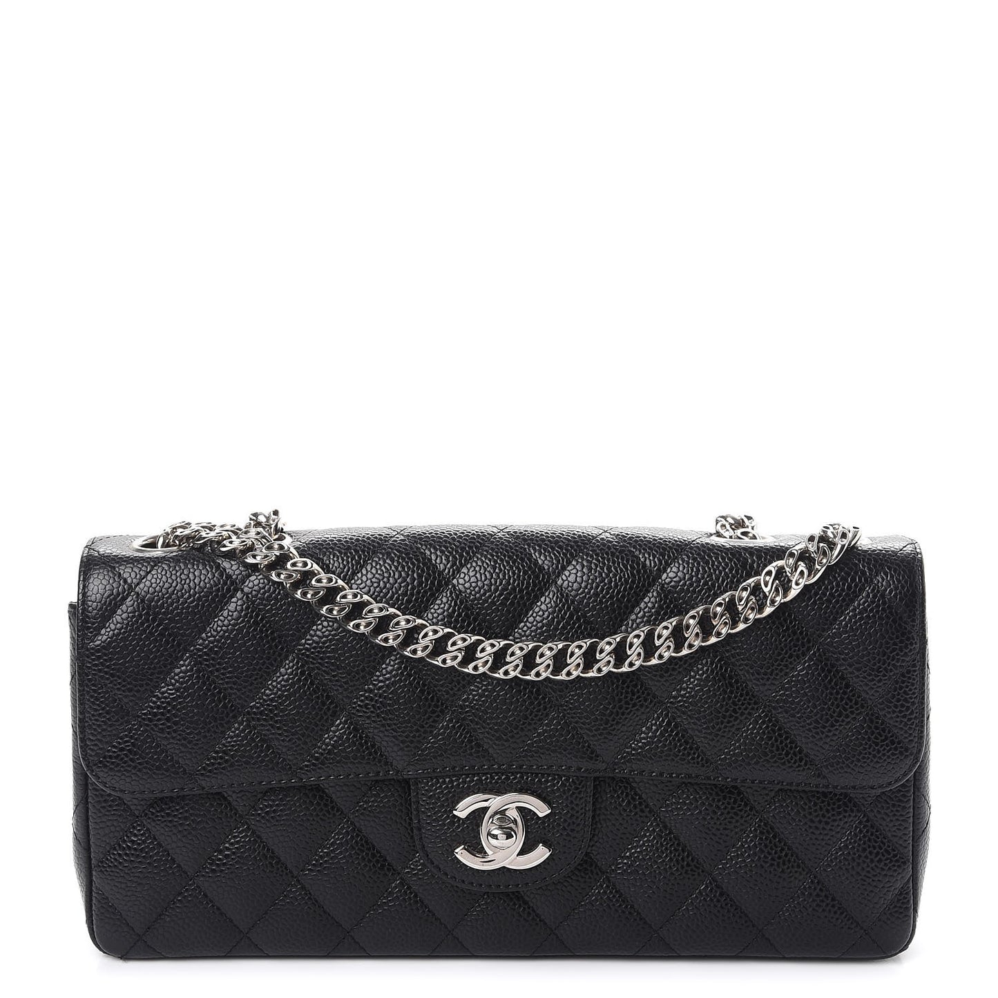 Caviar Quilted East West Flap Bijoux Chain Black