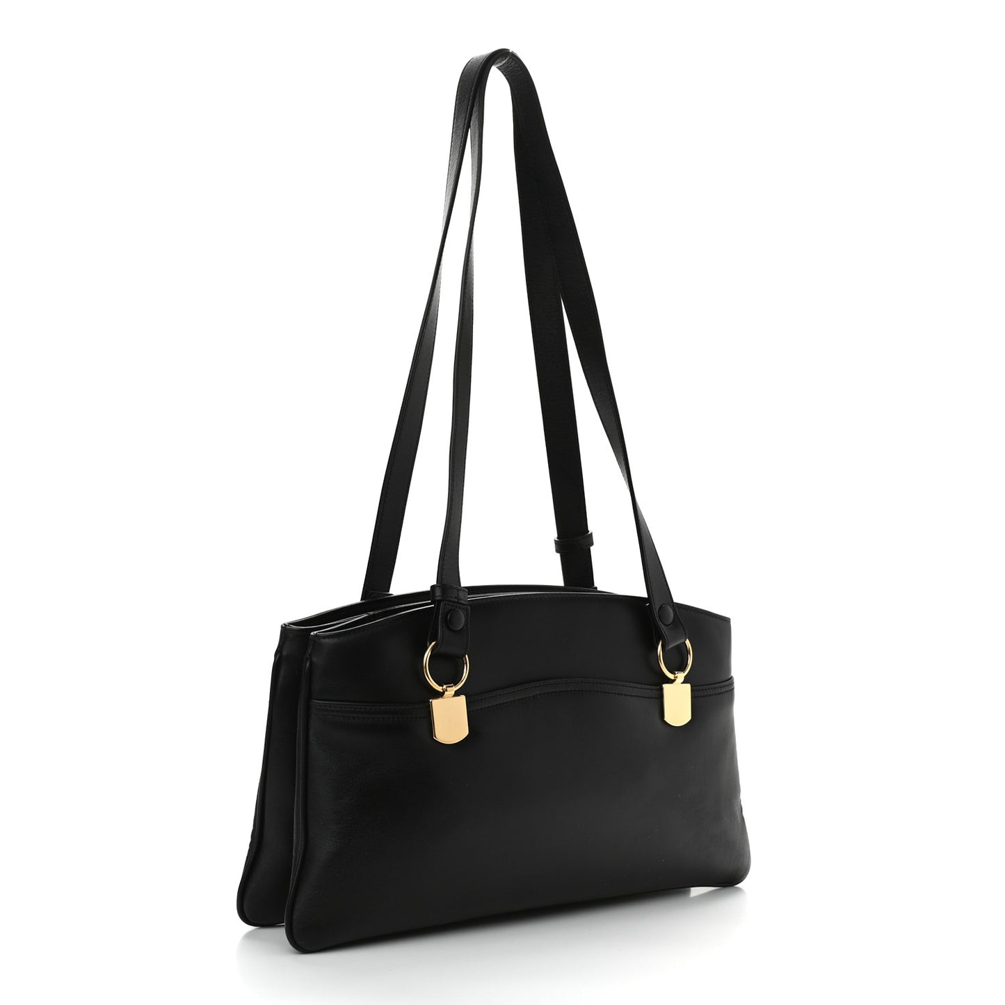 Vitello Palmellato Lux Large Arli Top Handle Bag Black