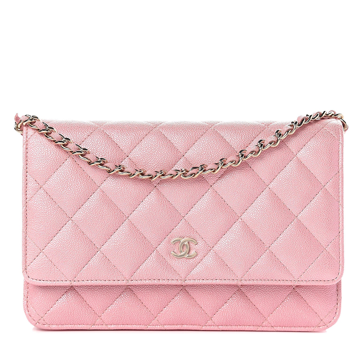 Chanel Iridescent Caviar Quilted Wallet on Chain WOC Rose Pink 1 of 12