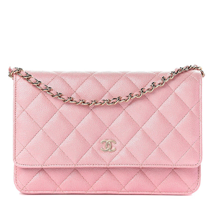 Chanel Iridescent Caviar Quilted Wallet on Chain WOC Rose Pink 1 of 12