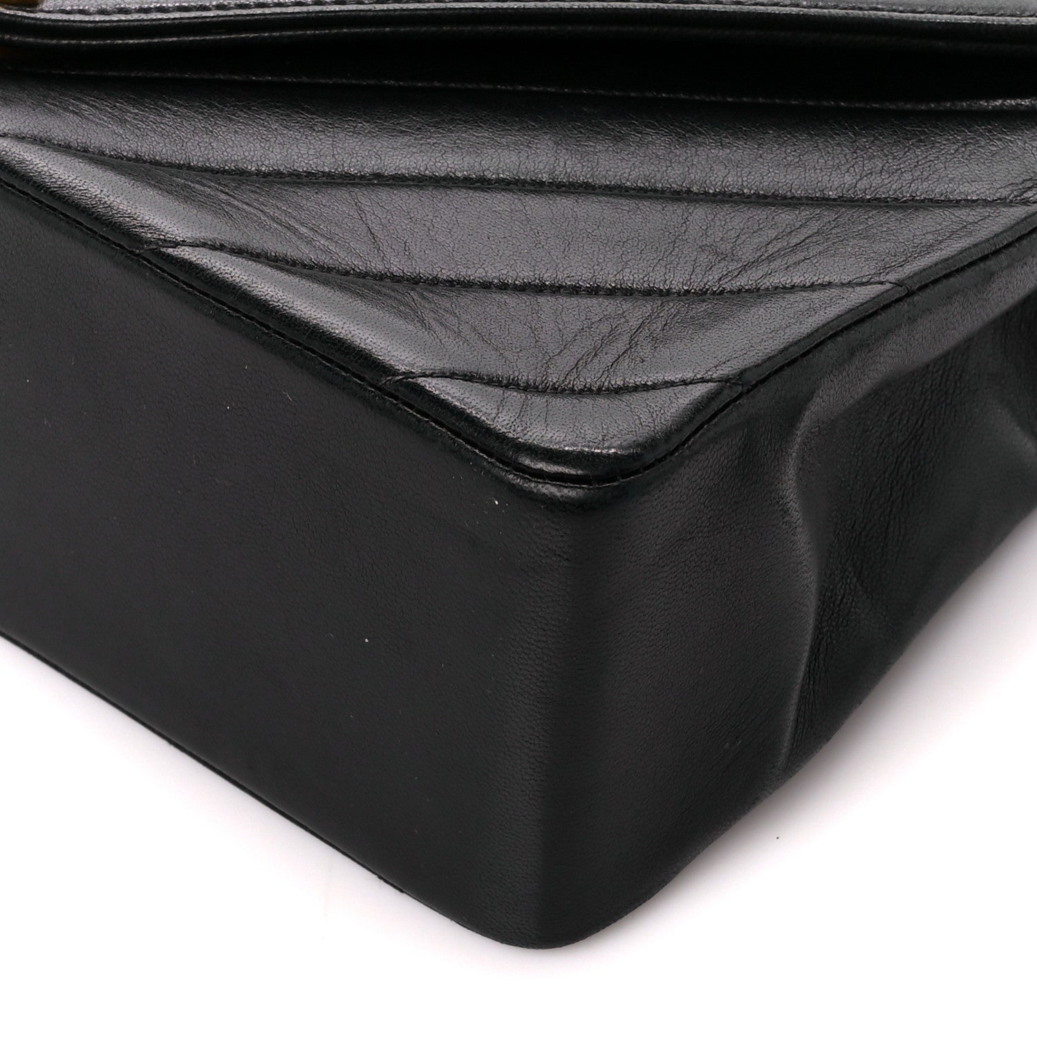 Chanel Calfskin Chevron Quilted Envelope Flap Bag Black 11 of 11