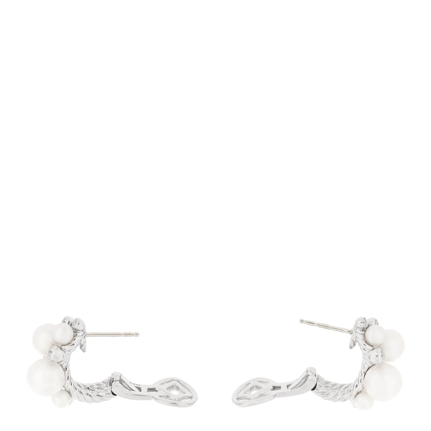 Sterling Silver Diamond Cultured Pearl Cluster Earrings