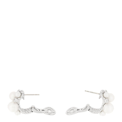 David Yurman Sterling Silver Diamond Cultured Pearl Cluster Earrings 3 of 5