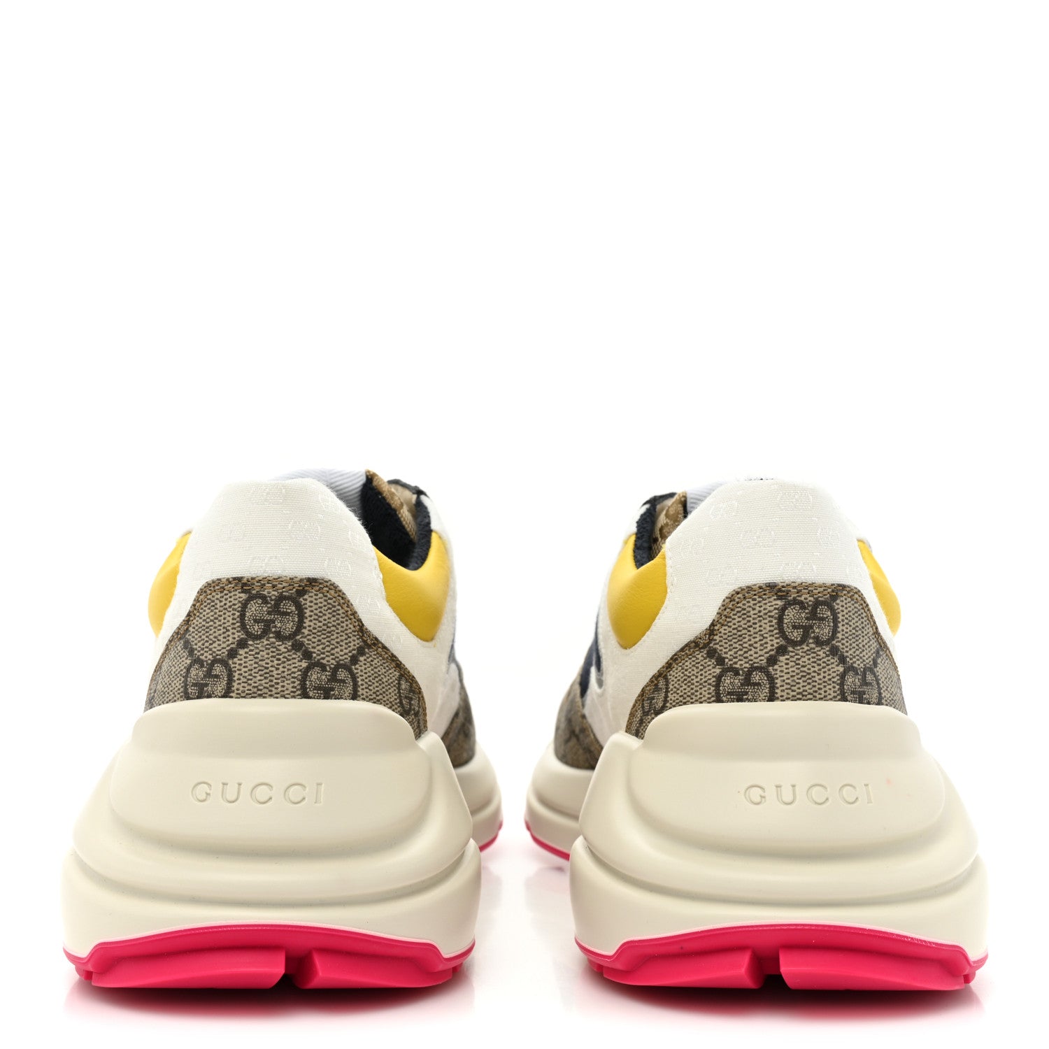 Gucci GG Supreme Monogram Mix Monogram Mens Rhyton Sneakers 8.5 London Blue Beige Sun Yellow 4 of 9