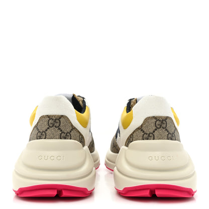 Gucci GG Supreme Monogram Mix Monogram Mens Rhyton Sneakers 8.5 London Blue Beige Sun Yellow 4 of 9