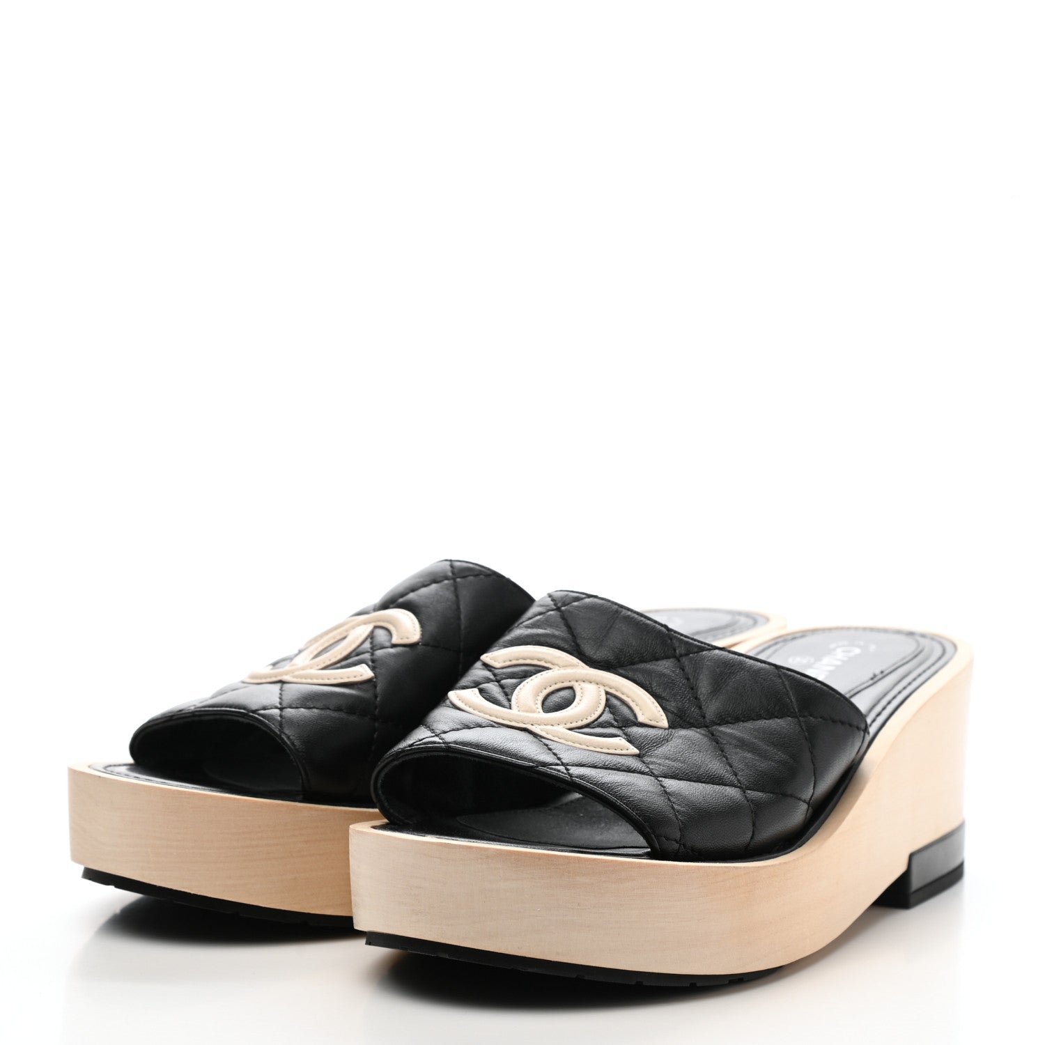 Chanel Lambskin CC Flat Slide Sandals 38 Black 3 of 9